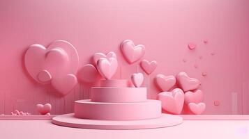 AI generated Valentine's day with pink colored design photo