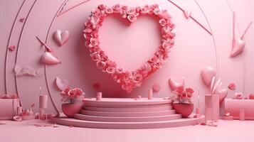 AI generated Valentine's day with pink colored design photo