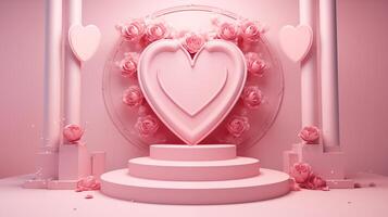 AI generated Valentine's day with pink colored design photo