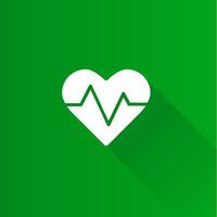 Heart rate flat color icon long shadow vector illustration