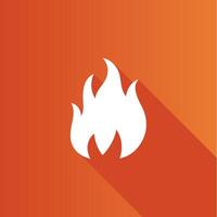 Fire flat color icon long shadow vector illustration