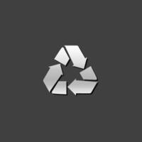 Recycle symbol icon in metallic grey color style. Environment recyclable go green vector