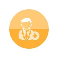 Businessman with plus sign icon in flat color circle style. Business office team add join recruit vector