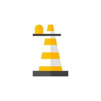 Traffic cone icon in flat color style. Road construction warning alert internet web page under construction vector