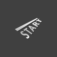 Starting line icon in metallic grey color style.Athletic running marathon vector