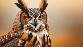 AI generated Horned owl on gradient background. photo