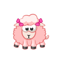 Cartoon pink sheep girl wearing hair bow png