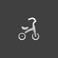 Kids tricycle icon in metallic grey color style.Playing game toy vector
