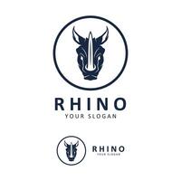 Rhino logo. Rhinoceros icon. Endangered animal symbol. African wildlife brand emblem. Vector illustration. this logo suitable for industrial, building, security and construction companies.