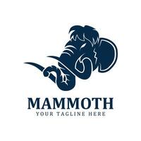woolly mammoth logo design template with long tusks. Creative and unique iconic Mammoth Logo. Logo is a designed for sport types of companies vector