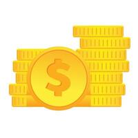 Coin money icon in color. Wealth finance investment vector