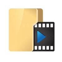 Movie folder icon in color. Computer files cinema vector