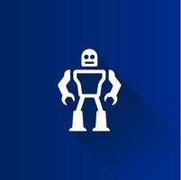 Toy robot flat color icon long shadow vector illustration