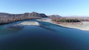 Aerial view of Siberian river video