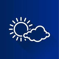 Weather forecast partly sunny flat color icon long shadow vector illustration