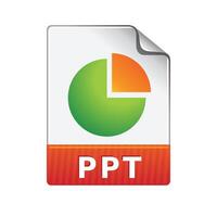 Presentation file format icon in color. Data report information office vector