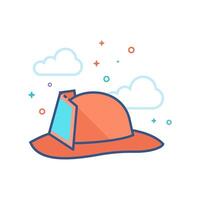 Fireman hat icon flat color style vector illustration