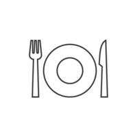 Dishes icon in thin outline style vector