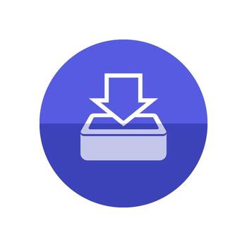 Download icon in flat color circle style. Internet data retrieve file hosting email vector