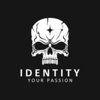 unique and stylized human skull logo design vector