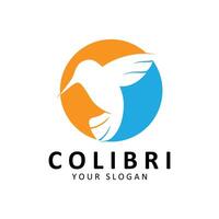 Beautiful Simple Bird Colibri Logo Design Vector