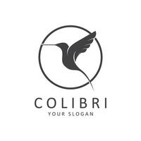 Beautiful Simple Bird Colibri Logo Design Vector