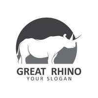 Rhino logo. Rhinoceros icon. Endangered animal symbol. African wildlife brand emblem. Vector illustration. this logo suitable for industrial, building, security and construction companies.