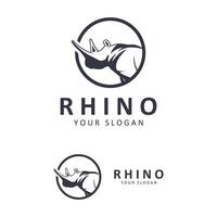 Rhino logo. Rhinoceros icon. Endangered animal symbol. African wildlife brand emblem. Vector illustration. this logo suitable for industrial, building, security and construction companies.