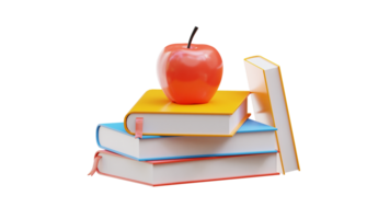 un manzana y libros png