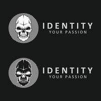 unique and stylized human skull logo design vector