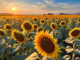 AI generated Sunflower Bathed in Sunshine Against a Blue Sky Canvas photo