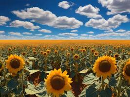 AI generated Sunflower Bathed in Sunshine Against a Blue Sky Canvas photo