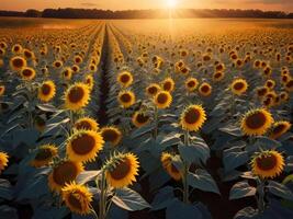 AI generated Sunflower Bathed in Sunshine Against a Blue Sky Canvas photo