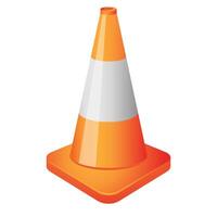 Traffic cone icon in color. Road construction warning vector