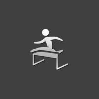 Hurdle run icon in metallic grey color style. Sport competition sprint vector