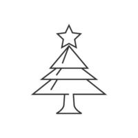 Christmas tree icon in thin outline style vector