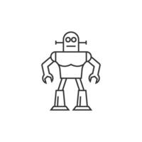 Toy robot icon in thin outline style vector