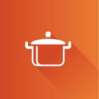 Cooking pan flat color icon long shadow vector illustration
