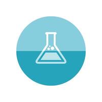 Beaker icon in flat color circle style. Labs research science biology chemical chemist vector