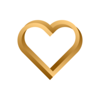 Abstract 3d style gold metallic twisted outline heart symbol png