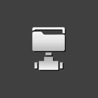 Shared folder icon in metallic grey color style. Computer network, file sharing vector