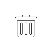 Trash bin icon in thin outline style vector