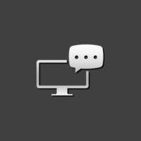 Computer chat icon in metallic grey color style.Social media interaction vector