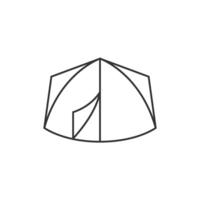 Camping tent icon in thin outline style vector