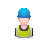 Construction worker avatar icon in colors. vector
