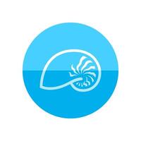 Nautilus icon in flat color circle style. Sea creature mollusk shell living fossil vector