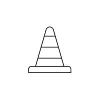 Traffic cone icon in thin outline style vector