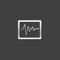 Heart rate monitor icon in metallic grey color style. Human pulse graph vector