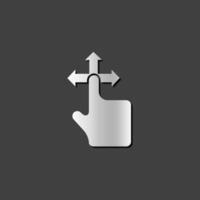 Finger gesture icon in metallic grey color style.Gadget touch pad smart phone laptop vector