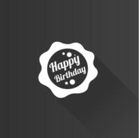 Birthday cake text flat color icon long shadow vector illustration